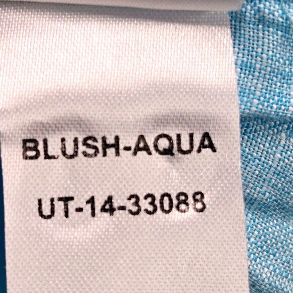 NWT UNTUCKit BLUSH AQUA 100% LINEN LONG SLEEVE BUTTON FRONT SHIRT SIZE 10 $80 - Picture 8 of 9